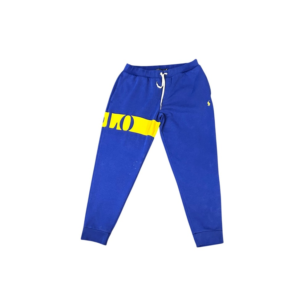 Polo Ralph Lauren Mens Royal Blue Yellow Logo Jogger Sweatpants Large